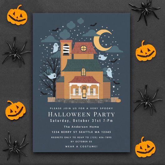 Maison Hantée éffrayante Halloween Fête Invitation