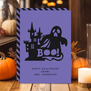 Maison hantée fantôme Boo Halloween carte de salle