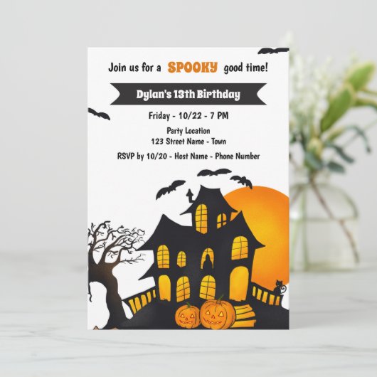 Maison Hantée Halloween Anniversaire Invitation (Debout devant)