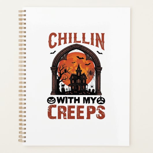 Maison hantée Halloween Chillin Creeps Lune Orange (Devant)
