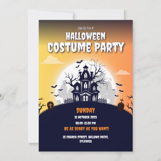 Maison hantée Halloween Costume Fête Invitation (Devant)