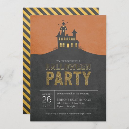 Maison hantée Halloween Fête Invitation (Devant / Derrière)