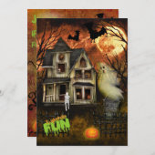Maison hantée Halloween Fête Invitation (Devant / Derrière)