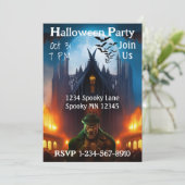 Maison hantée Halloween Fête Invitation (Debout devant)