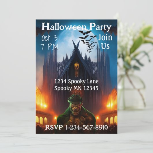 Maison hantée Halloween Fête Invitation (Debout devant)