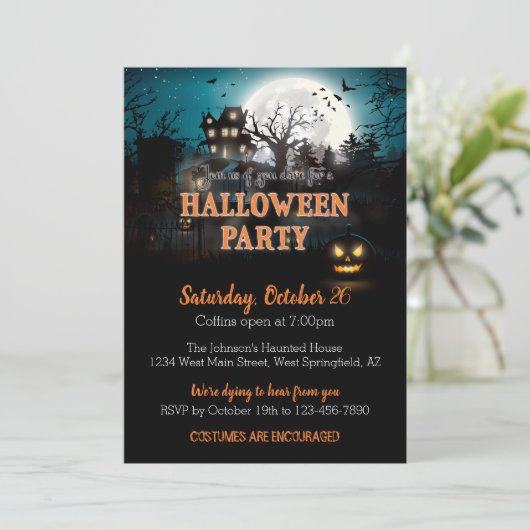 Maison hantée Halloween Fête Invitation (Debout devant)