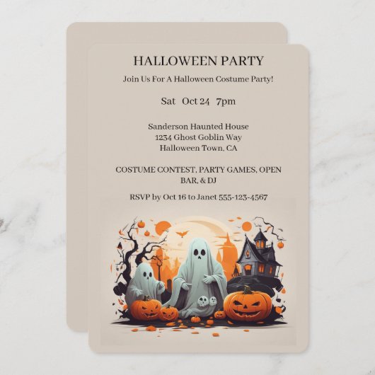 Maison hantée Halloween Fête Invitation (Devant / Derrière)