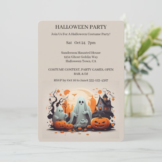 Maison hantée Halloween Fête Invitation (Debout devant)