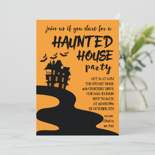 Maison hantée Halloween Fête Invitation (Debout devant)