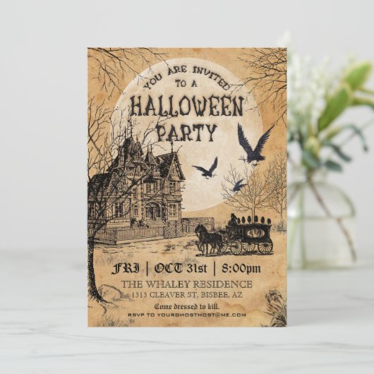 Maison hantée Halloween Fête Invitation (Debout devant)