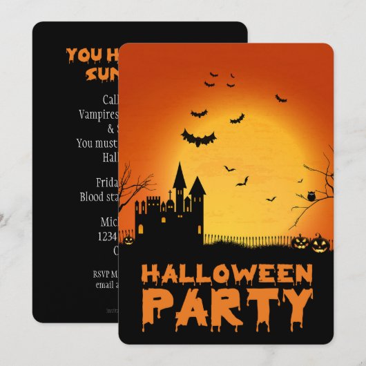 Maison hantée Halloween Fête Invitation (Devant / Derrière)