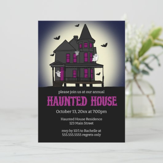 Maison hantée Halloween Fête Invitation (Debout devant)