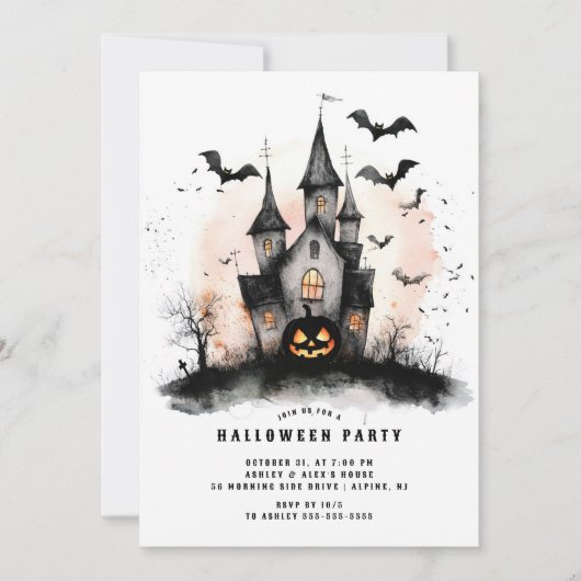 Maison hantée Halloween Fête Invitation (Devant)