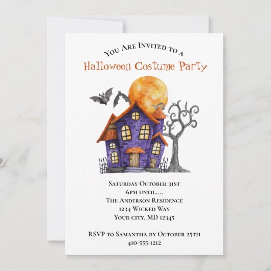 Maison hantée Halloween Fête Invitation (Devant)