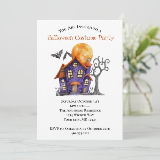 Maison hantée Halloween Fête Invitation (Debout devant)