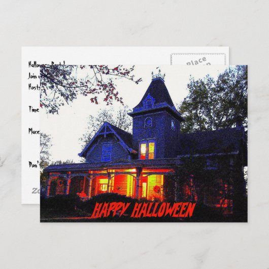 Maison hantée Halloween Fête Invitation (Devant / Derrière)