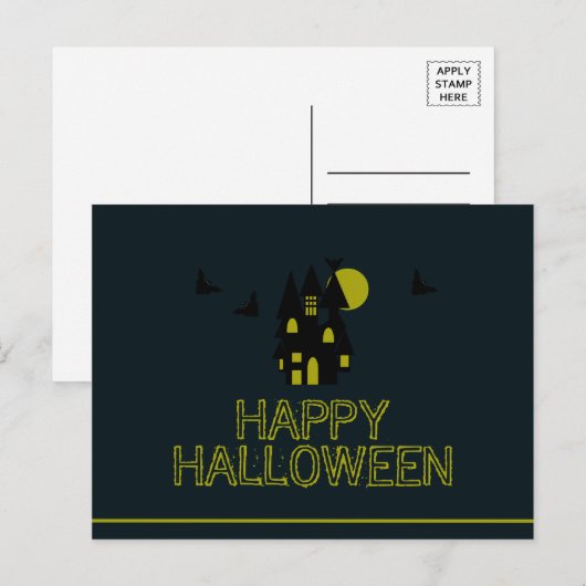 Maison Hantée, Joyeux Halloween Carte Postale (Devant / Derrière)