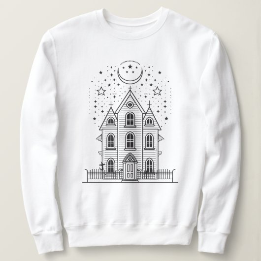 Maison hantée minimaliste Sweatshirt d'Halloween (Design devant)