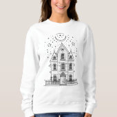 Maison hantée minimaliste Sweatshirt d'Halloween (Devant)