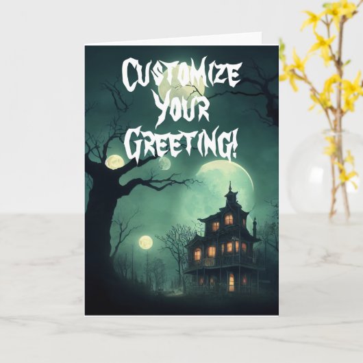 Maison Hantée Personnalisable Carte Pliée (Fleur jaune)