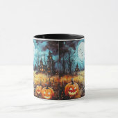Maison Hantée Pleine Lune Citrouilles Mug Hallowee (Centre)