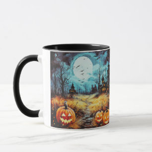 Maison Hantée Pleine Lune Citrouilles Mug Hallowee
