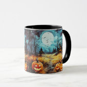 Maison Hantée Pleine Lune Citrouilles Mug Hallowee (Devant droit)