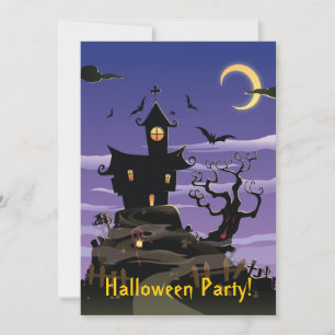 Maison hantée Purple Halloween Invitation de fête