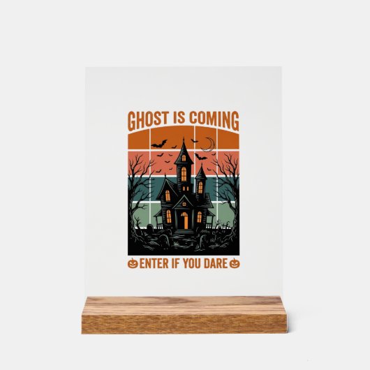 Maison Hantée Vintage Ghost Arrive Halloween Dé (Recto)