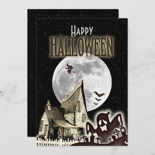 Maison Hantée vintage Halloween Fête Invitation (Devant / Derrière)
