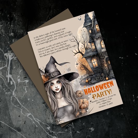 Maison hantée | Witch Halloween Poem Invitation