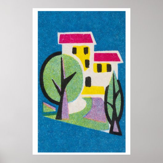 Maison Jaune - Impression Boîte d'Allumettes - Art (Devant)