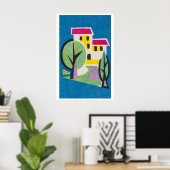 Maison Jaune - Impression Boîte d'Allumettes - Art (Bureau à domicile)
