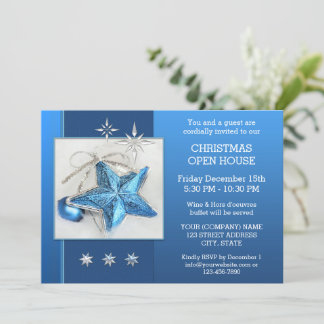 Maison ouverte de Noël bleue ou invitation à la fê