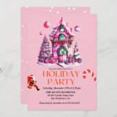 Maison rose Noël Invitation (Devant / Derrière)