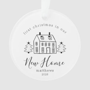 Maison rustique et arbres Premier Noël Nouveau foy