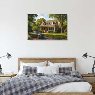 Maison Suburbaine Classique avec Art Mural de Voit