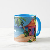 Maison sur une Mug de plage avec votre nom (Devant droit)