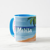 Maison sur une Mug de plage avec votre nom (Devant gauche)