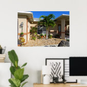 Maison tropicale Plumbago Hibiscus fleurs Poster (Bureau à domicile)