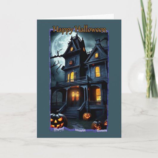 Maison victorienne avec Balcon Carte d'Halloween (Devant)