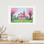 Maison victorienne rose en grande impression (Cuisine)