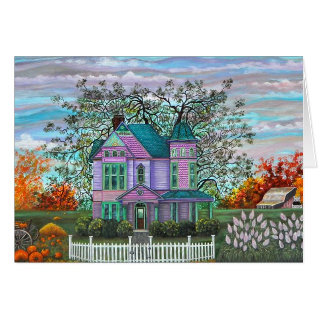 Maison victorienne violette Citrouilles Wagon Fall (Devant horizontal)