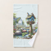 Maisoncampagne Maisonnette Oiseaux Aquarelle Jardi (Serviette à main)