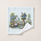 Maisoncampagne Maisonnette Oiseaux Aquarelle Jardi (Gant de toilette)