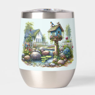 Maisoncampagne Maisonnette Oiseaux Aquarelle Jardi