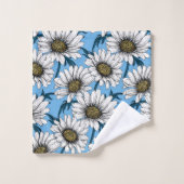 Maisonnettes, fleurs sauvages sur bleu (Gant de toilette)