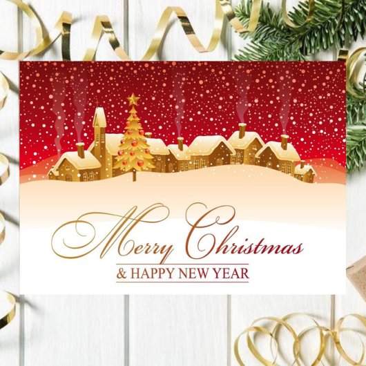 Maisons avec carte de Noël Joyeux Neige