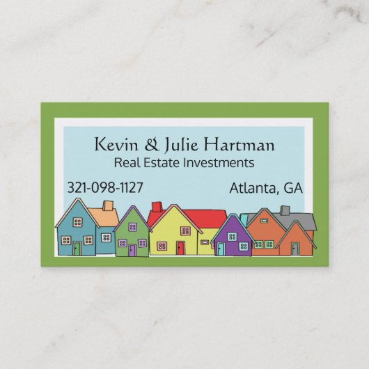Maisons colorées Carte de visite (Devant)