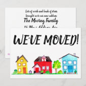 Maisons colorées en aquarelle Nouvelle carte d'adr (Devant / Derrière)